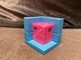 Gray Mirror Illusion Inside (Blue-Pink Body) in Small Clear Box