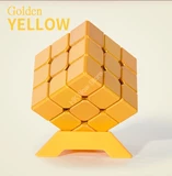 YZ Electroplated Metal Alloy 3x3x3 Cube Golden-Yellow Body (with DIY Stickers)