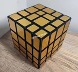Super Mirror 4x4x4 Cube Black Body with Gold Label (Lee Mod)