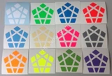 Half-Bright Stickers for Megaminx Black Body (with white stickers)