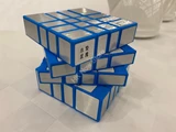Mirror 4x4x4 Cube Blue Body with Silver Label (Lee Mod)