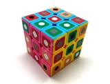 Gray 3x3x3 Bastinazo Cube (Pink, Blue, Yellow, 2 faces each) in Small Clear Box
