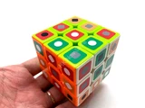 Gray 3x3x3 Bastinazo Cube (Orange, Green, White, 2 faces each) in Small Clear Box