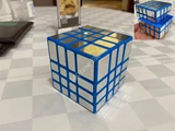 Camouflage Mirror 4x4x4 Cube Blue Body with Silver Label (4x4x5 core-cube, Lee Mod)