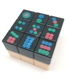 3x3x2 Domino Mahjong Dot Cube in Vintage Black & Khaki Yellow Body