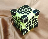 4x4 Curvy Mirror Cube Bright Yellow body with Black Stickers (Manqube Mod)