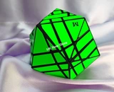 4x4 Icosahedron Ghost Cube Black body with Green Stickers (Manqube Mod)