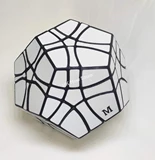 Megaminx Mirror Cube Black body with White stickers (Manqube Mod)