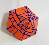 4x4 Hexagonal Bipyramid Ghost Cube Blue Body with Orange Stickers (Manqube Mod)