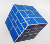 4x4x4 Burr Mirror Cube Grey body with Blue stickers (Manqube Mod)