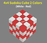 4x4x4 Sudoku Cube 2-Color White & Red Body